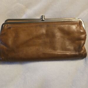 HOBO Tan Leather Clutch/wallet Dbl Kisslock